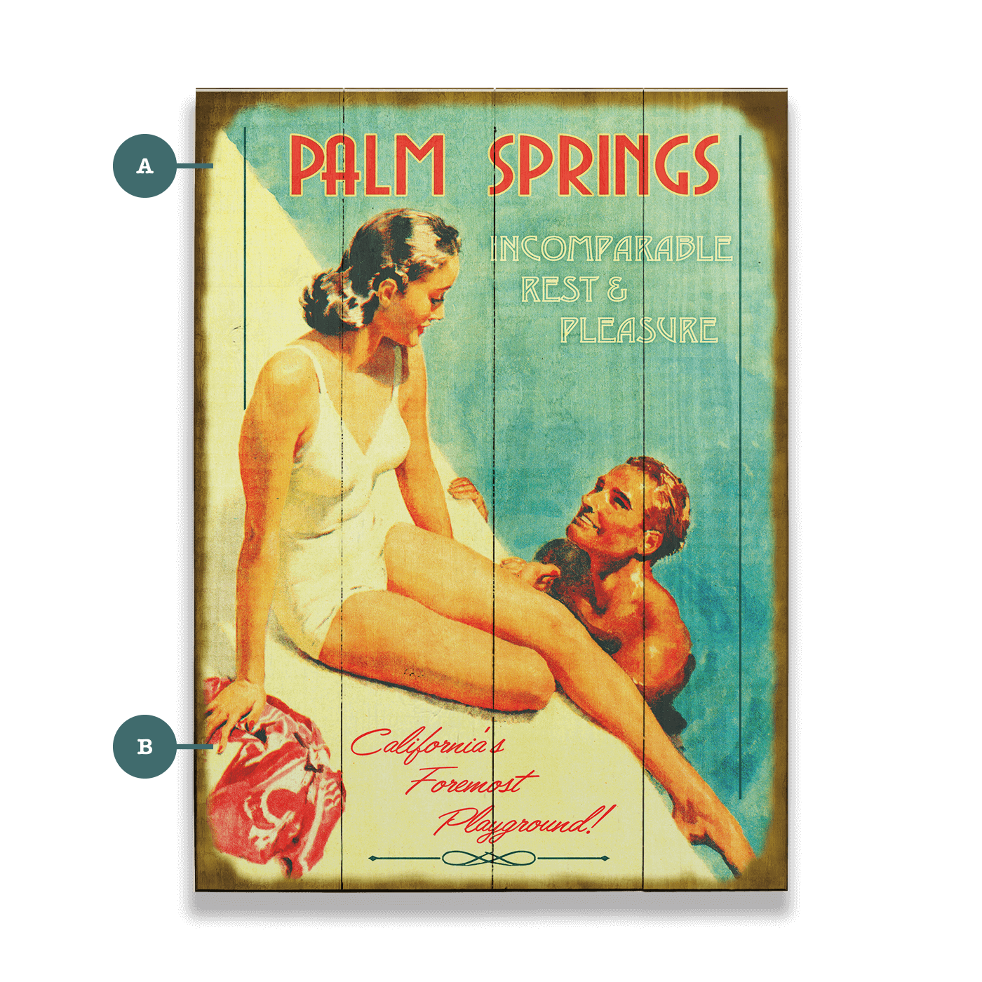 Palm Springs Rest and Pleasure - Wood & Metal Wall Art