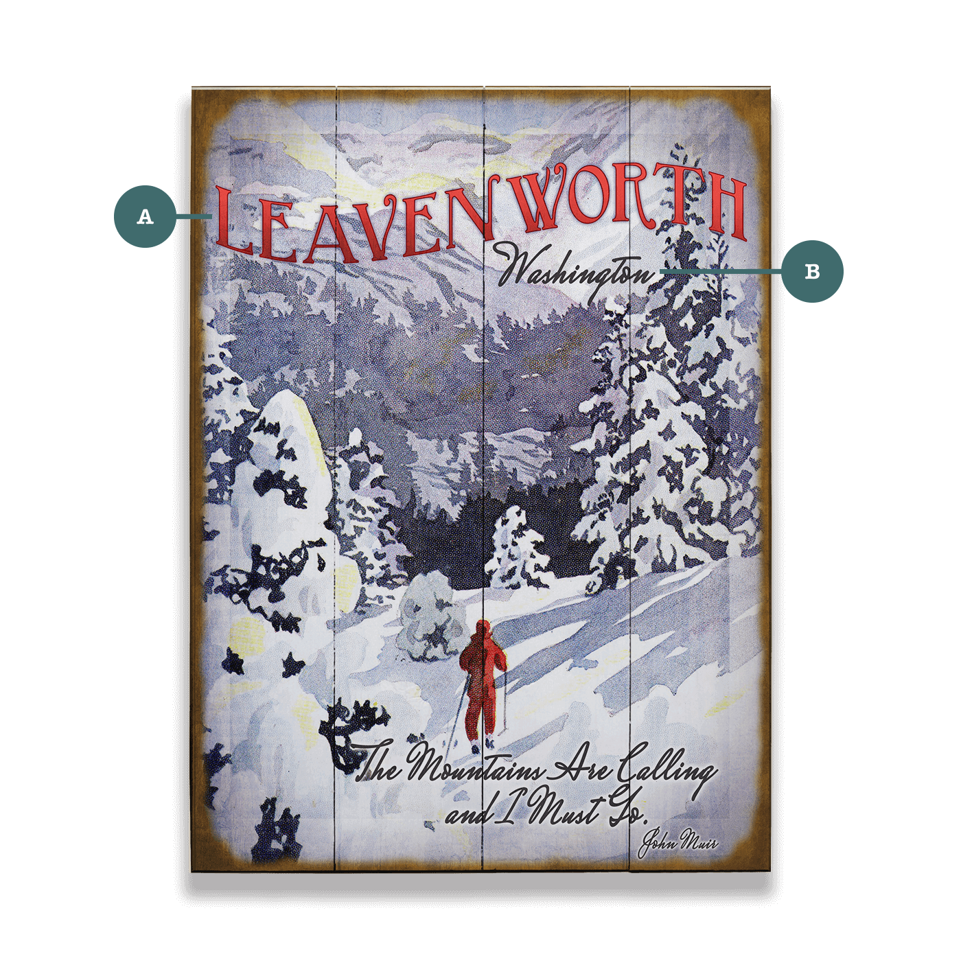 The Mountains are Calling: John Muir - Wood & Metal Wall Art