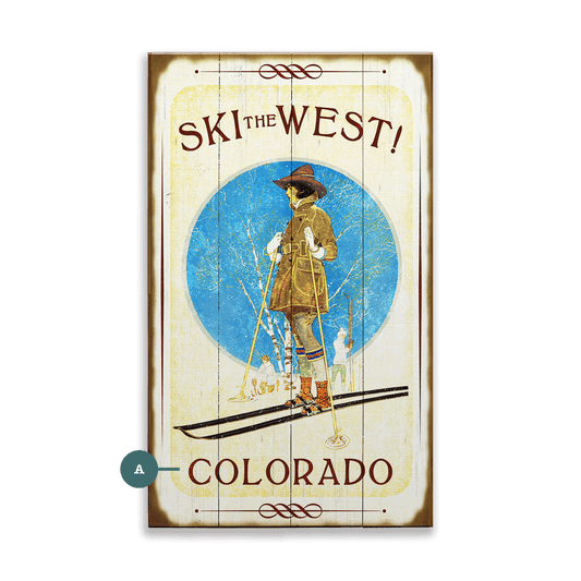 Ski the West! - Wood & Metal Wall Art