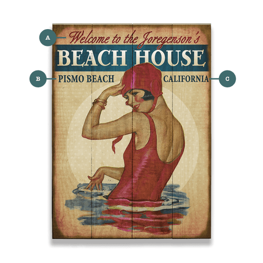 Beach House Babe in Burgundy - Wood & Metal Wall Art
