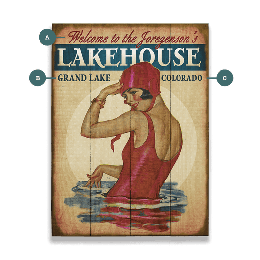 Lakehouse Babe in Burgundy - Wood & Metal Wall Art