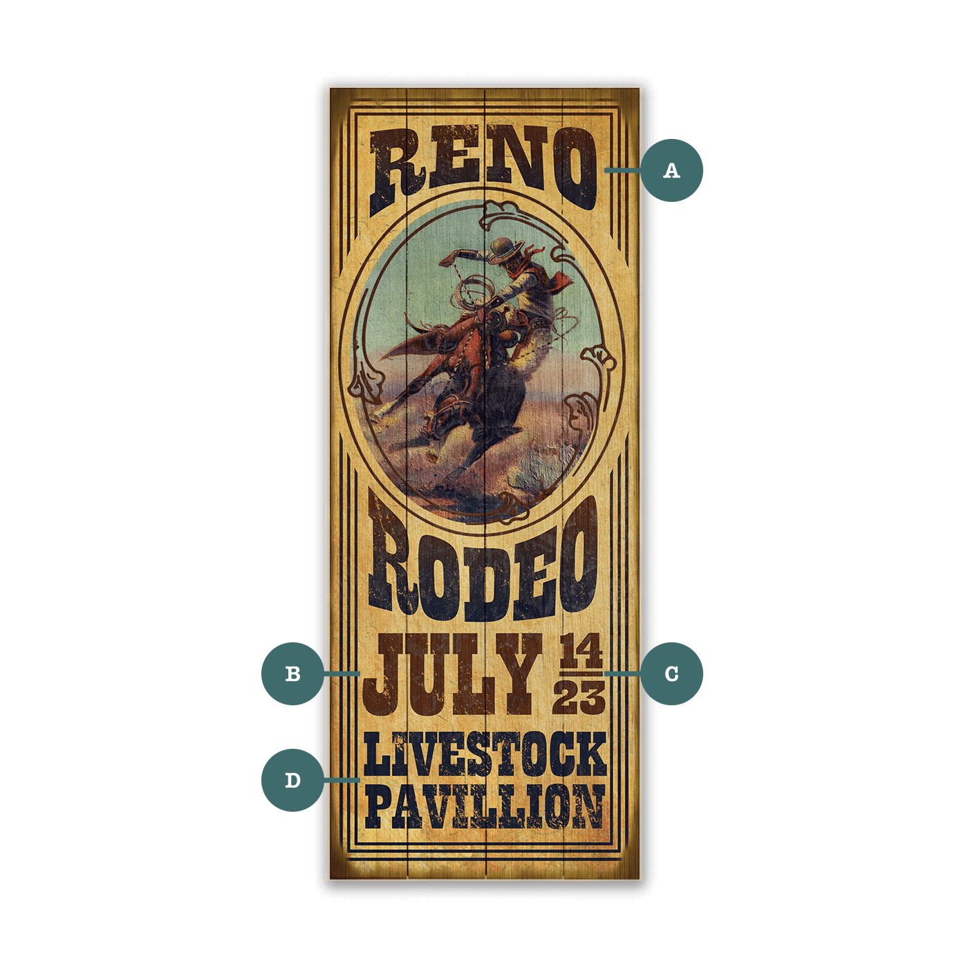 Reno Rodeo Cameo - Wood & Metal Wall Art