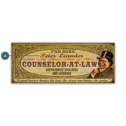 Legal Office - Counselor-at-Law: Male (Personalized) - Wood & Metal Wall Art