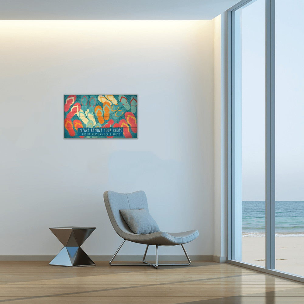 Please Remove Your Flip Flops: Personalized - Wood & Metal Wall Art