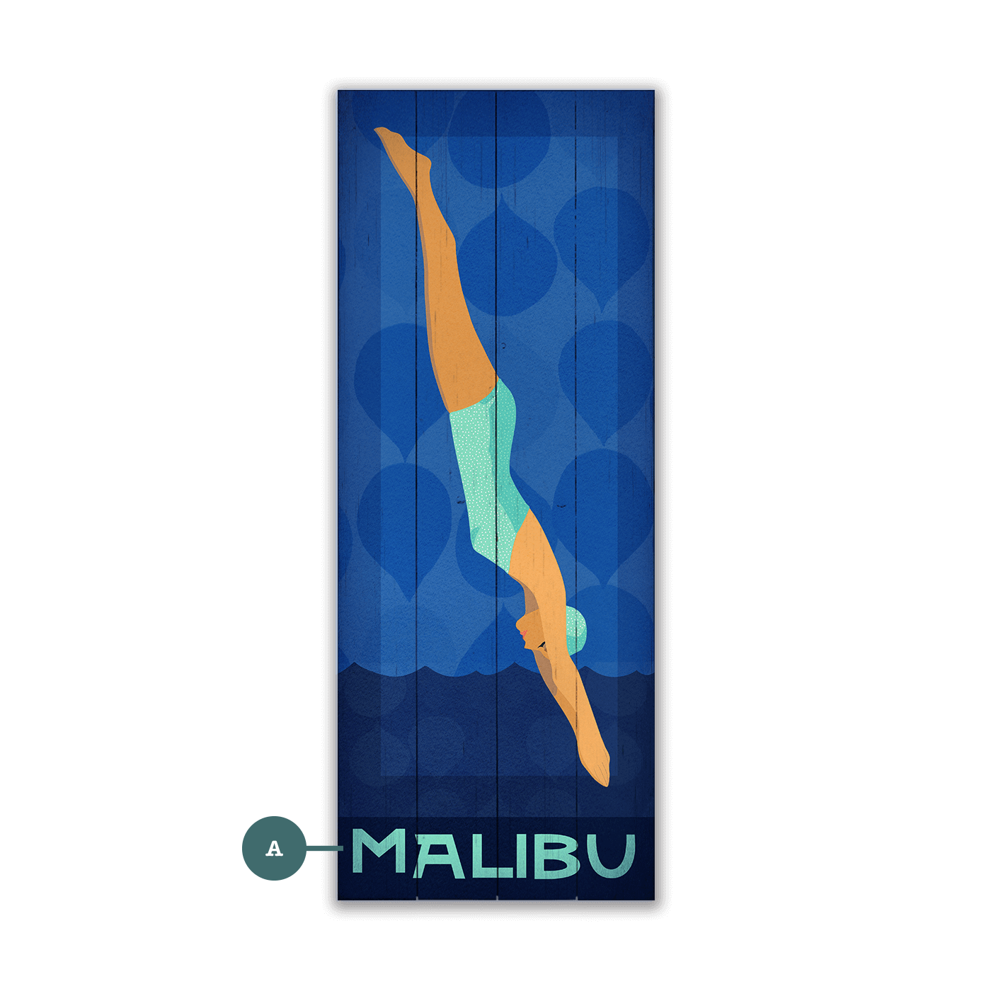 Diving Lady - Wood & Metal Wall Art