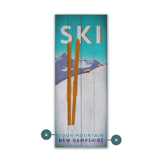 Pastel Skis in the Snow - Wood & Metal Wall Art