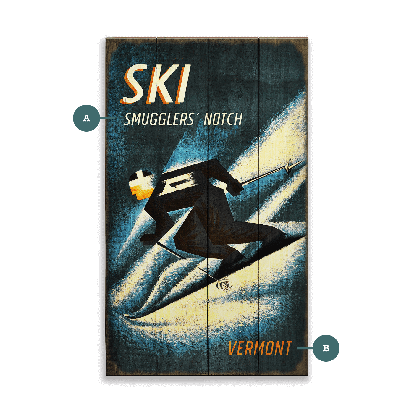 Retro Alpine Racer - Wood & Metal Wall Art