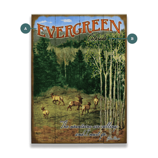 Summer Elk: The Mountains are Calling - Wood & Metal Wall Art