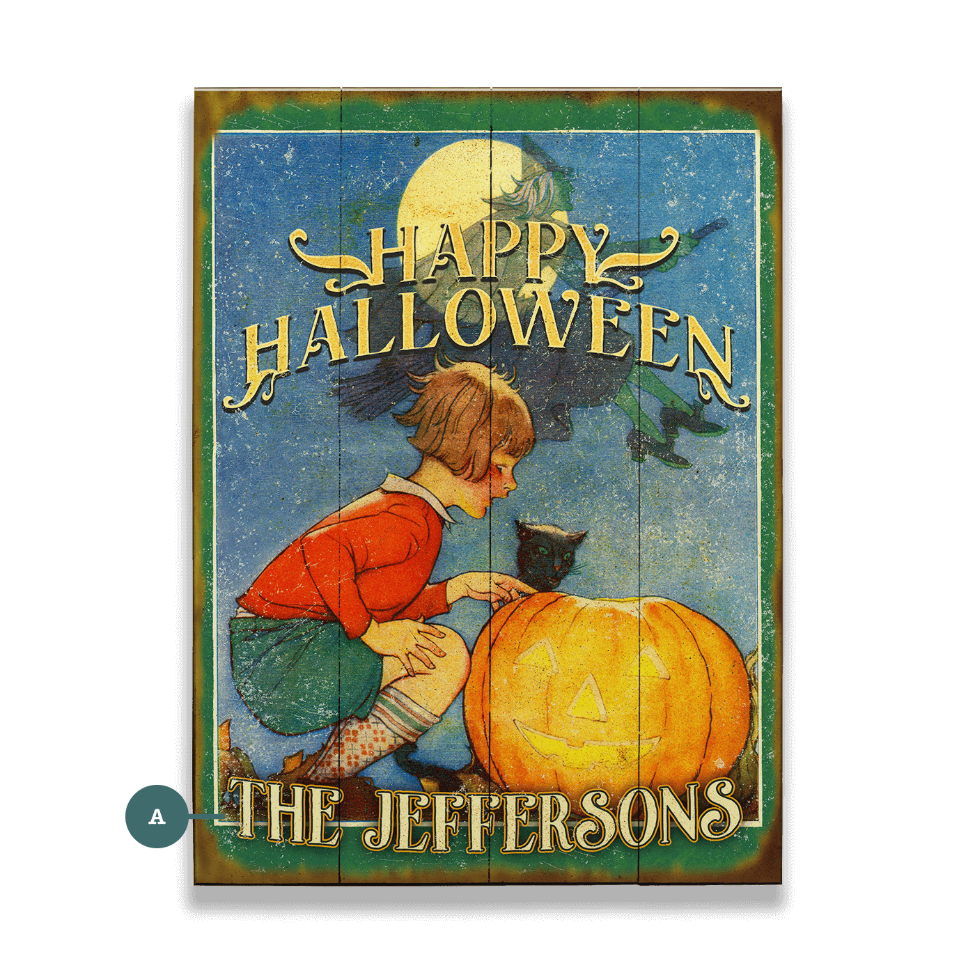 Witch’s Flight and Pumpkin Light - Wood & Metal Wall Art