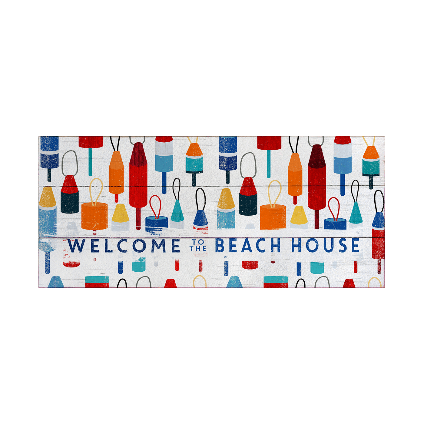 Beach House Buoy Welcome: Generic - Wood & Metal Wall Art