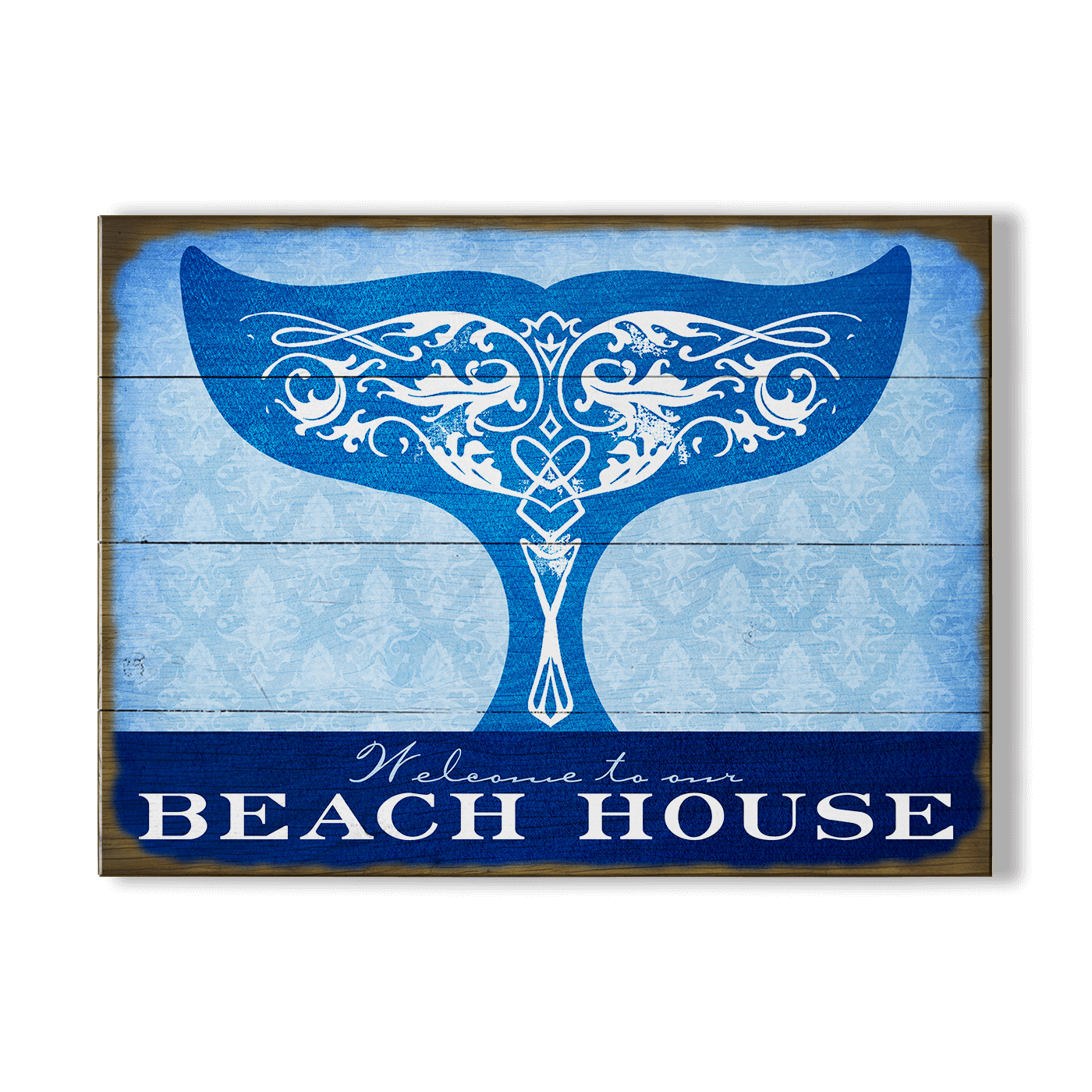 Whale Tail Welcome - Wood & Metal Wall Art