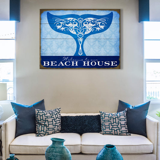 Whale Tail Welcome - Wood & Metal Wall Art