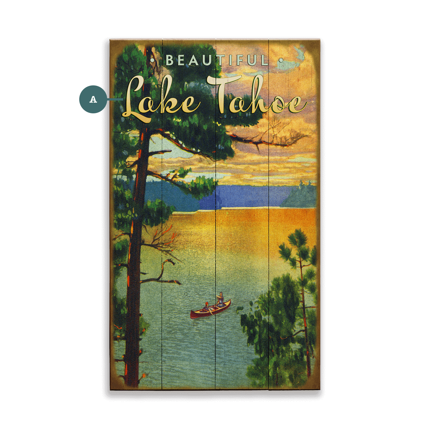 Beautiful Lake with Canoe - Wood & Metal Wall Art