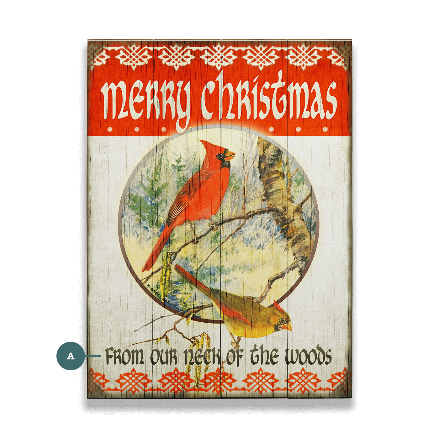 Merry Christmas Cardinals - Wood & Metal Wall Art