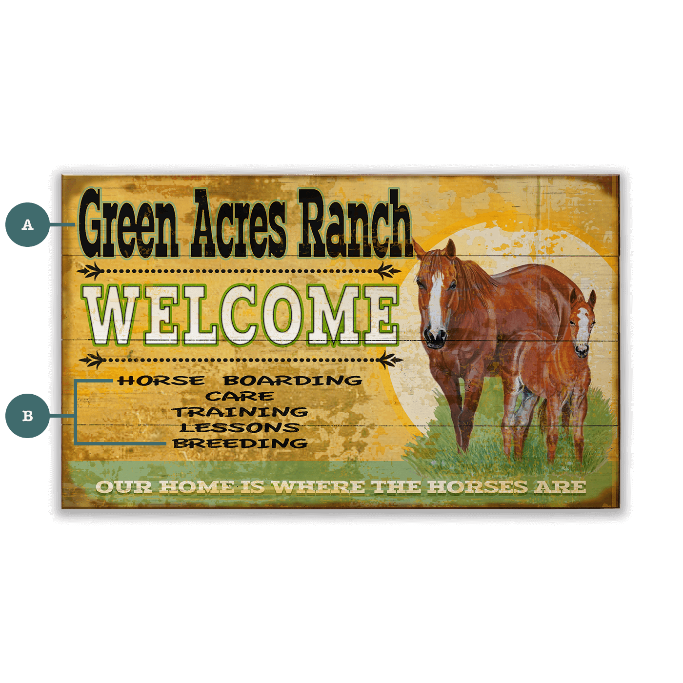 Welcome to the Horse Ranch - Wood & Metal Wall Art