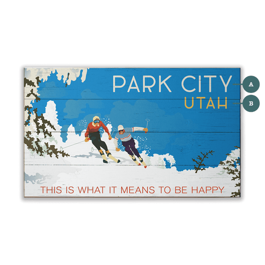 Chasing Happiness on the Mountain: Personalized - Wood & Metal Wall Art