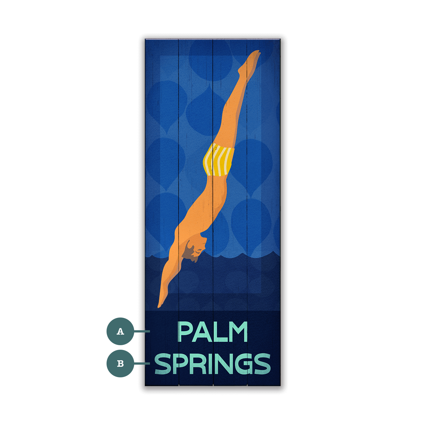 Diving Man - Wood & Metal Wall Art
