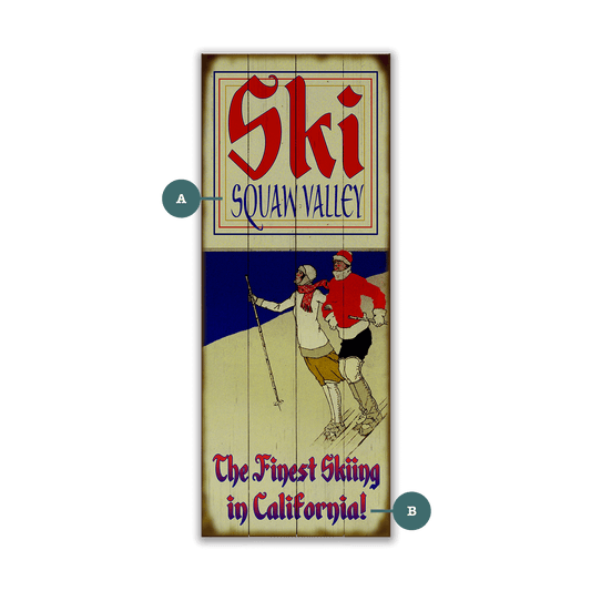 Alpine Ski Couple - Wood & Metal Wall Art