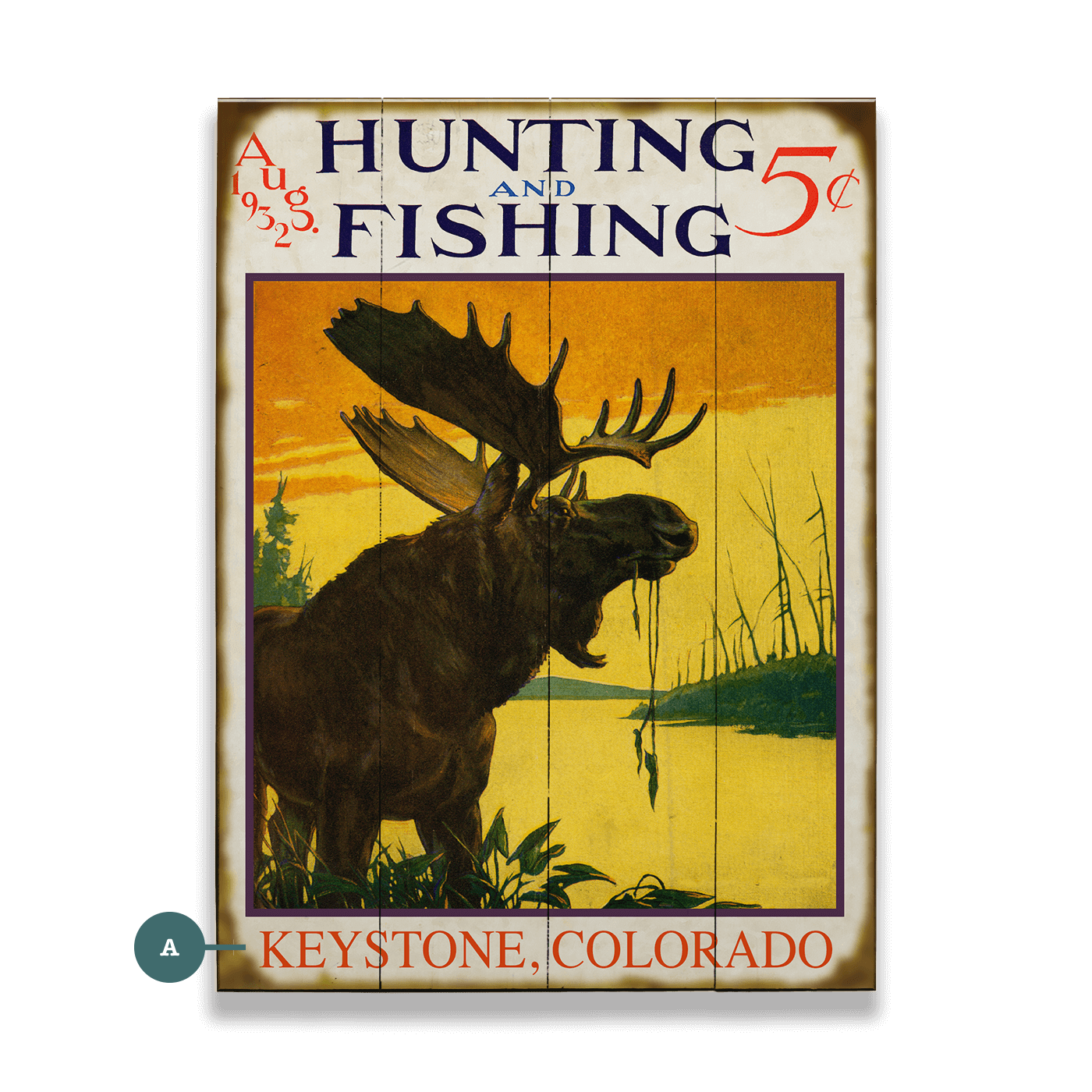 Hunting and Fishing Moose: Personalized - Wood & Metal Wall Art