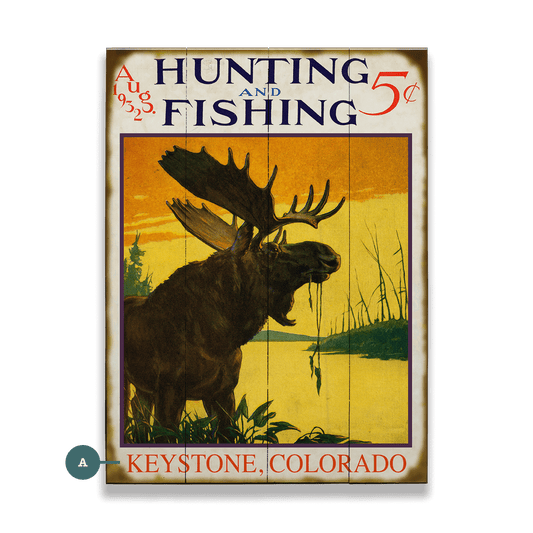 Hunting and Fishing Moose: Personalized - Wood & Metal Wall Art