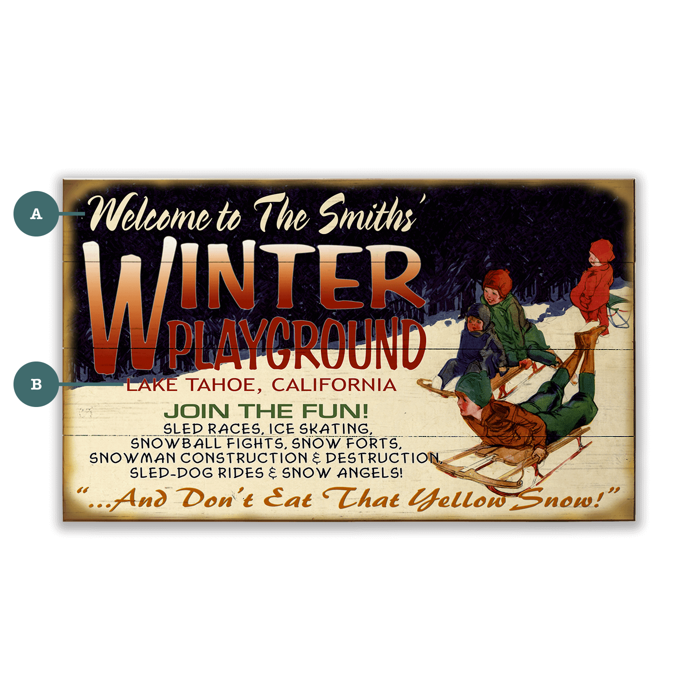 Yellow Snow: Personalized - Wood & Metal Wall Art
