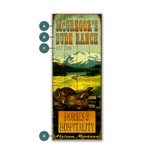 Horses & Hospitality Dude Ranch - Wood & Metal Wall Art