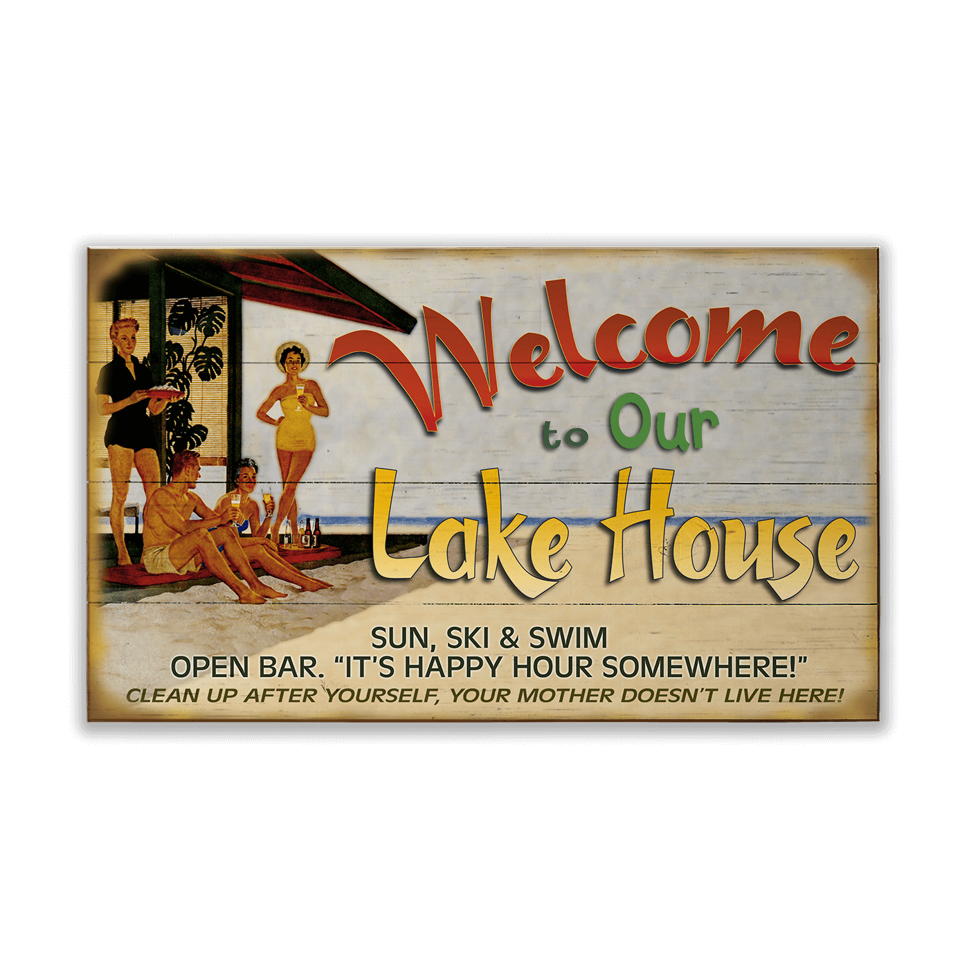 Lake House Welcome: Generic - Wood & Metal Wall Art