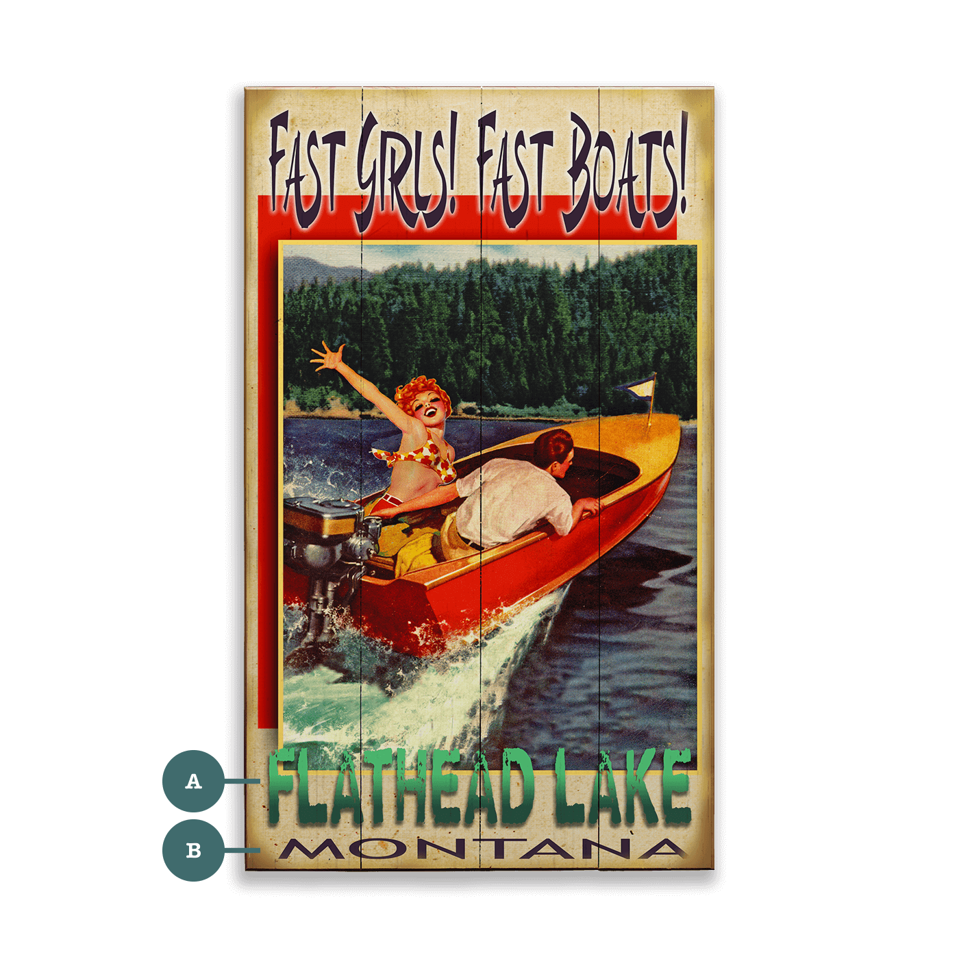 Fast Girls, Fast Boats: Lake - Wood & Metal Wall Art