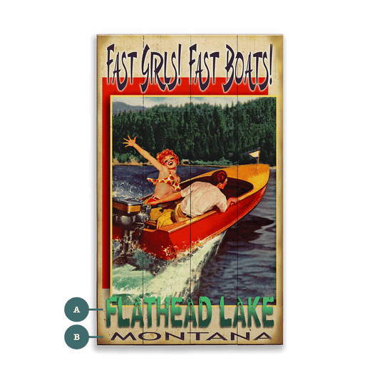 Fast Girls, Fast Boats: Lake - Wood & Metal Wall Art