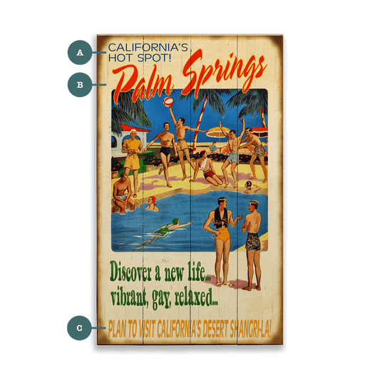Poolside in Palm Springs - Wood & Metal Wall Art