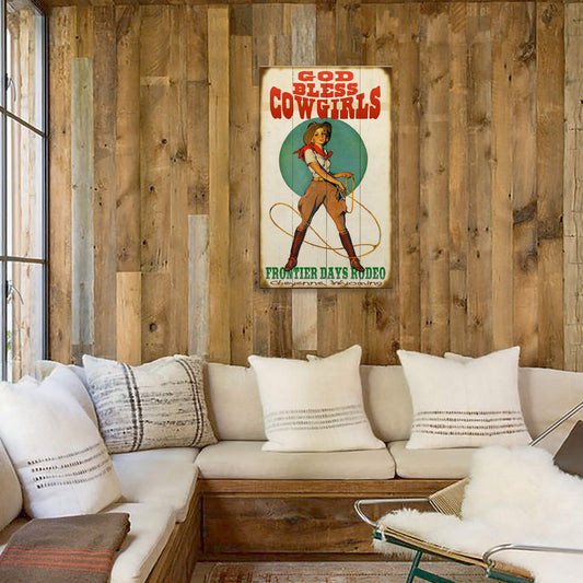 God Bless Cowgirls - Wood & Metal Wall Art