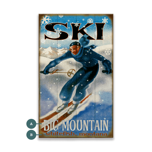 Snowflake Skier - Wood & Metal Wall Art