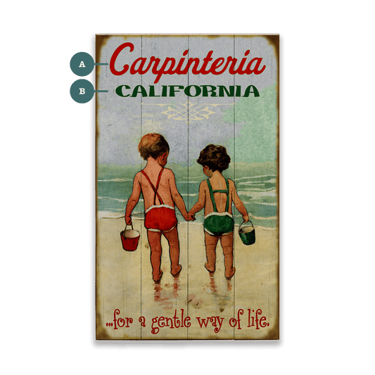 Hand in Hand: Children's Beach Time - Wood & Metal Wall Art