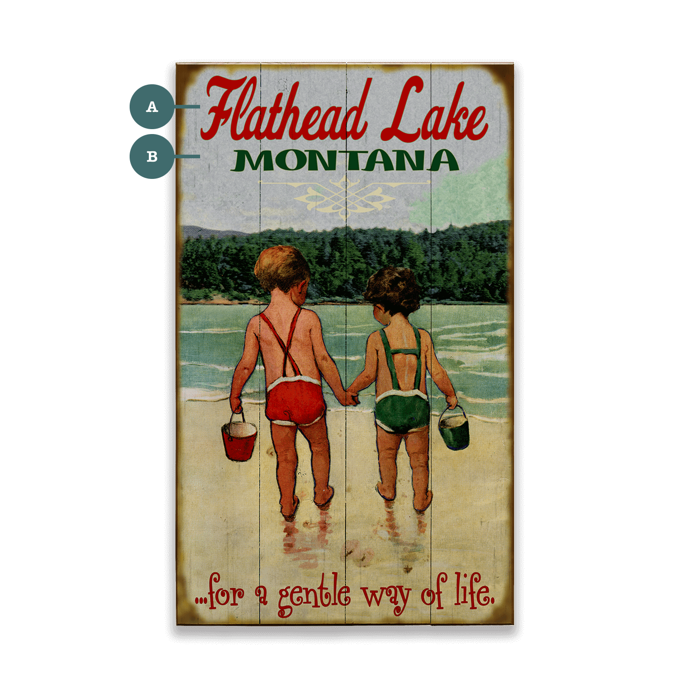 Hand in Hand: Children's Lake Time - Wood & Metal Wall Art