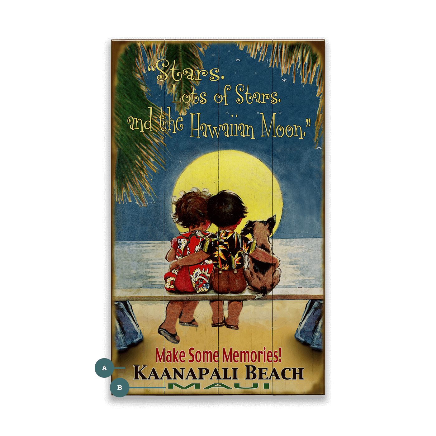 Stars and Hawaiian Moon - Wood & Metal Wall Art