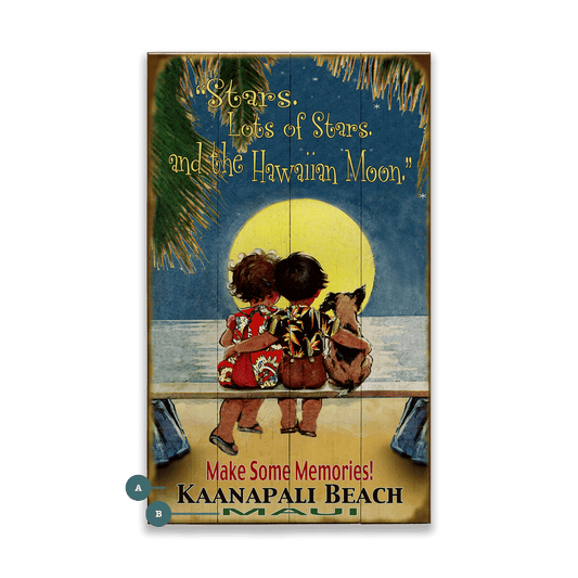 Stars and Hawaiian Moon - Wood & Metal Wall Art