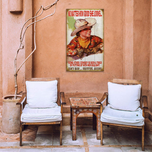 Pretty Cowgirl - Wood & Metal Wall Art