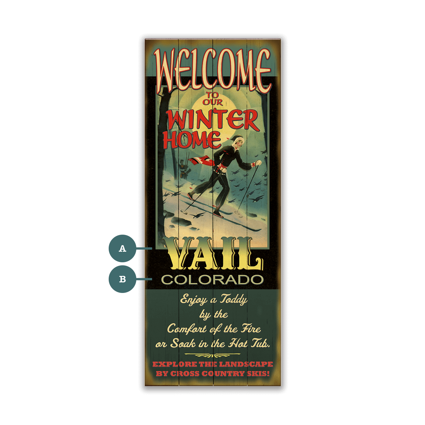 Winter Home XCountry: Personalized - Wood & Metal Wall Art