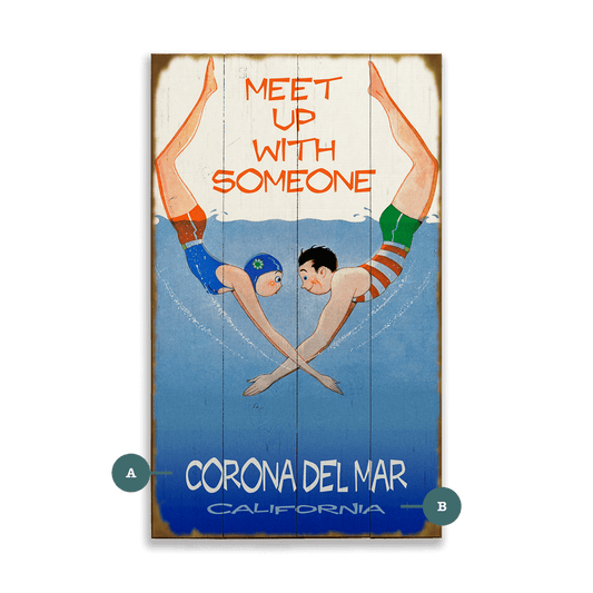 Meet Up With Someone Diving Couple - Wood & Metal Wall Art