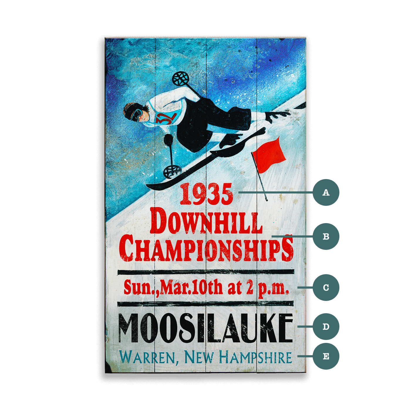 Downhill Ski Championships - Wood & Metal Wall Art