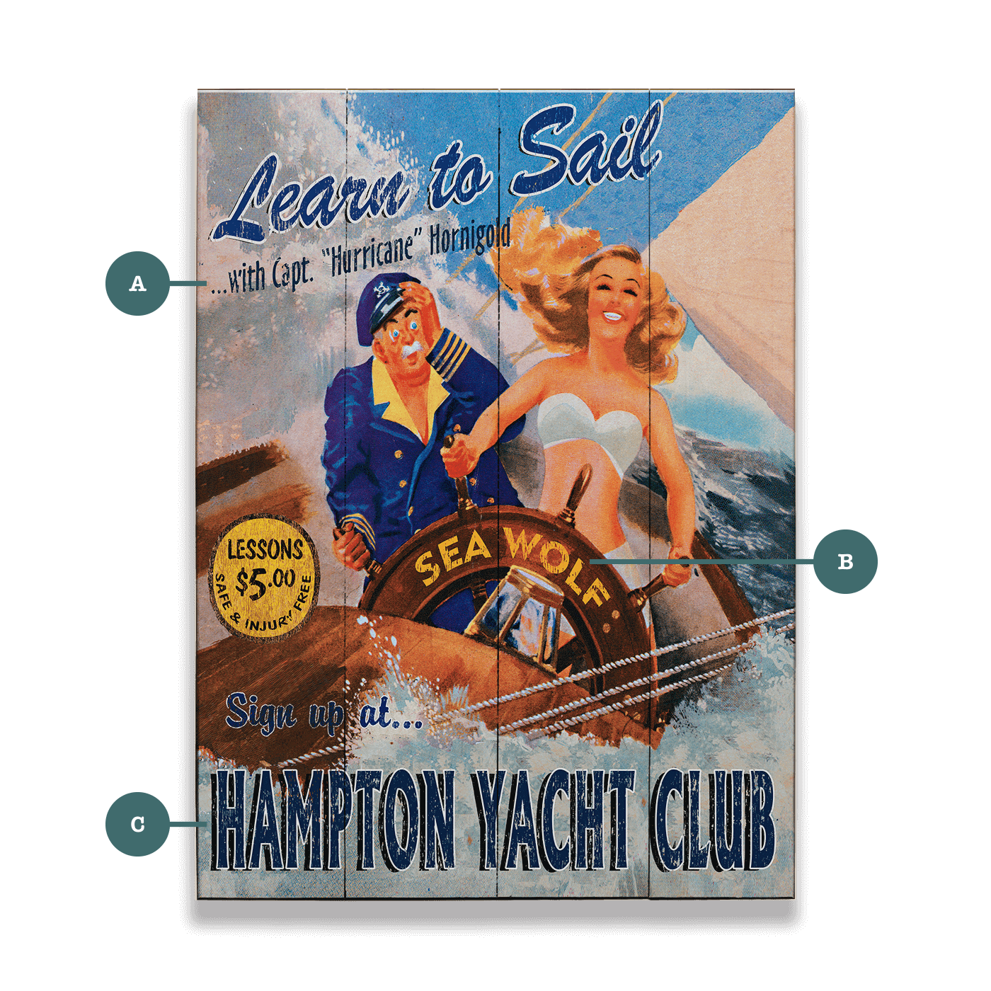 Learn to Sail - Wood & Metal Wall Art