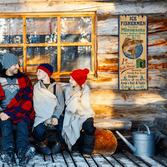 Ice Fishermen - Wood and Metal Wall Art