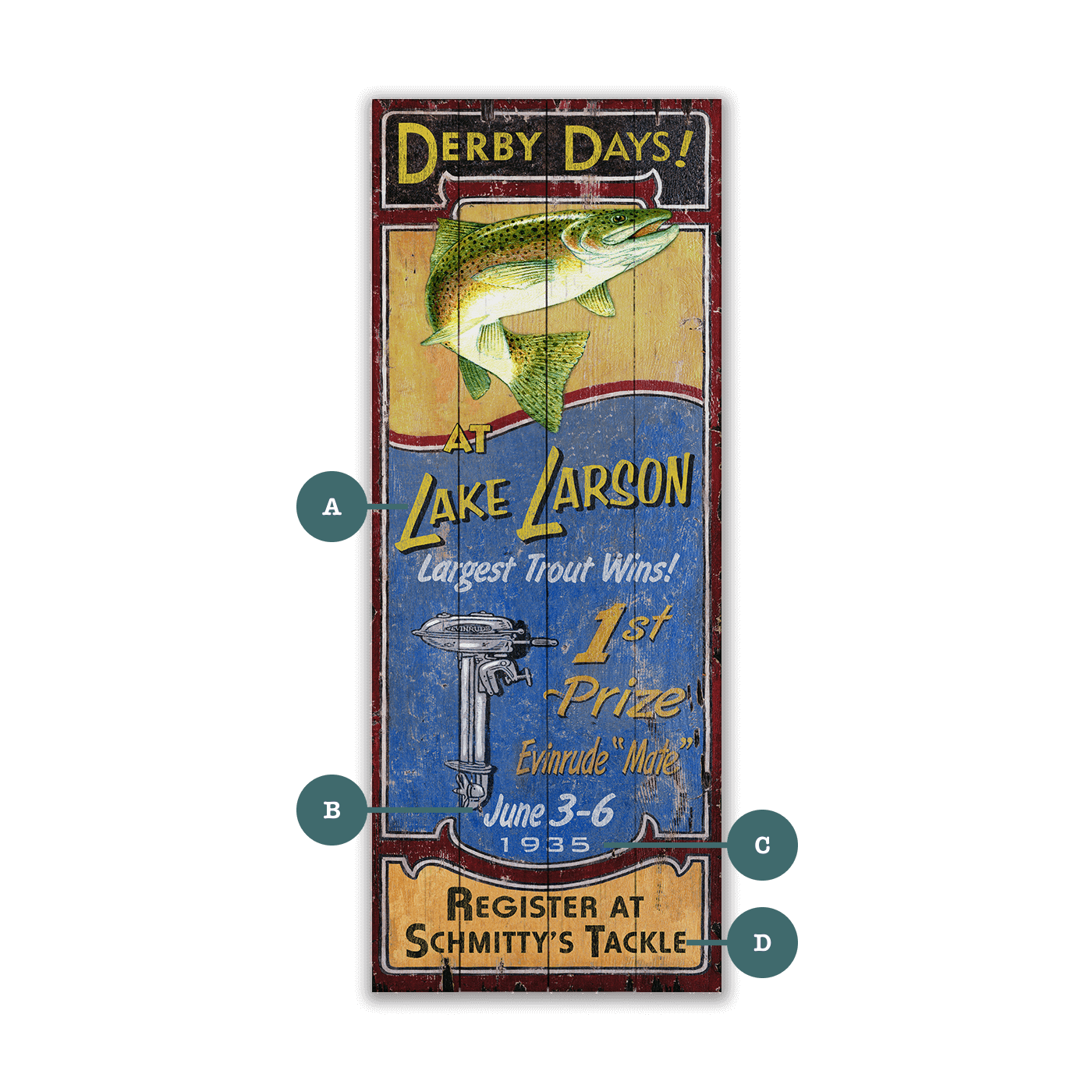Derby Days: Trout - Wood and Metal Wall Art