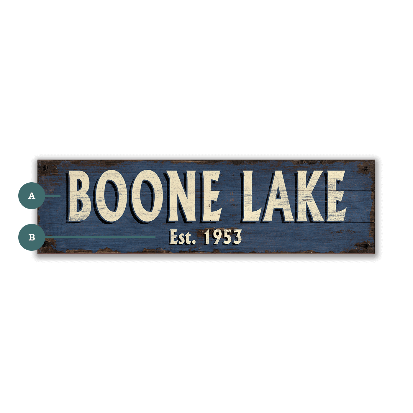 Old Town Charm Sign: Blue - Wood & Metal Wall Art