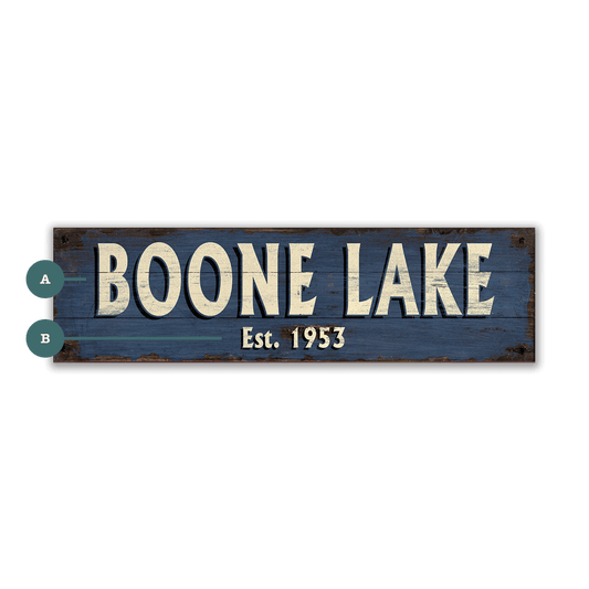 Old Town Charm Sign: Blue - Wood & Metal Wall Art