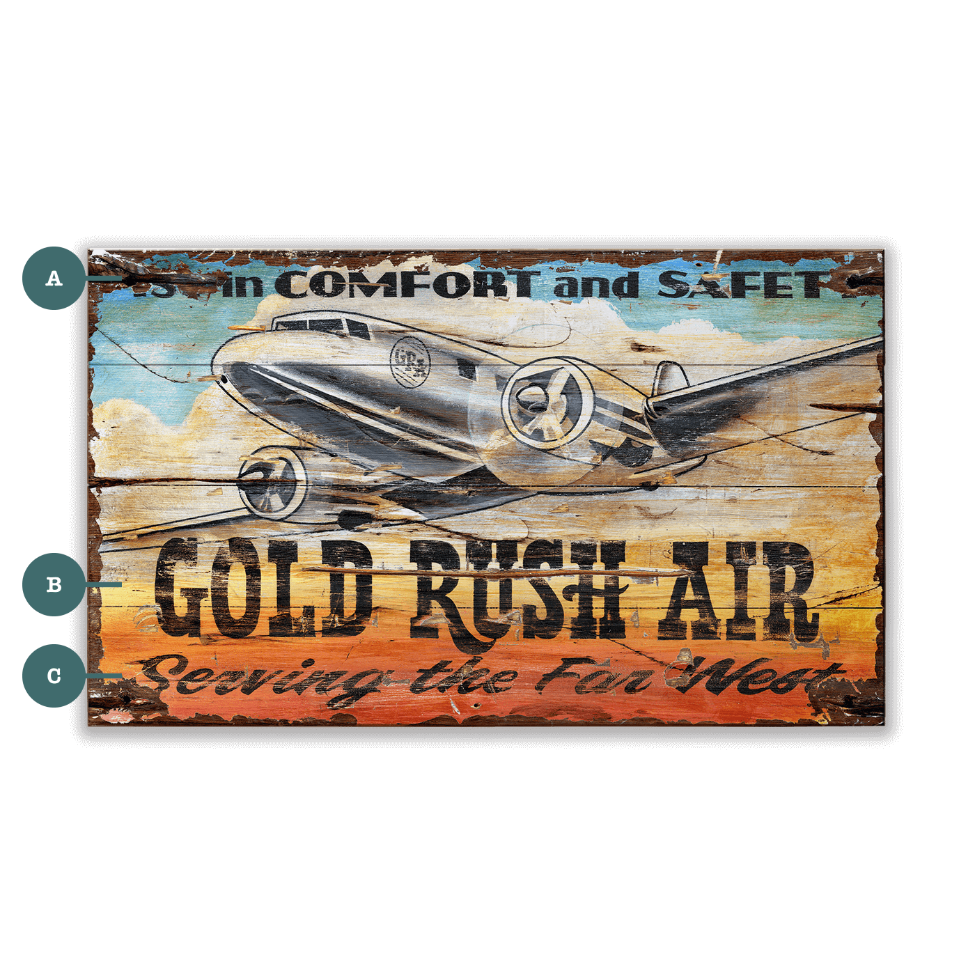 Gold Rush Air - Wood & Metal Wall Art