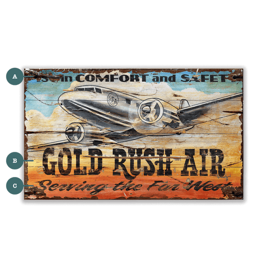 Gold Rush Air - Wood & Metal Wall Art