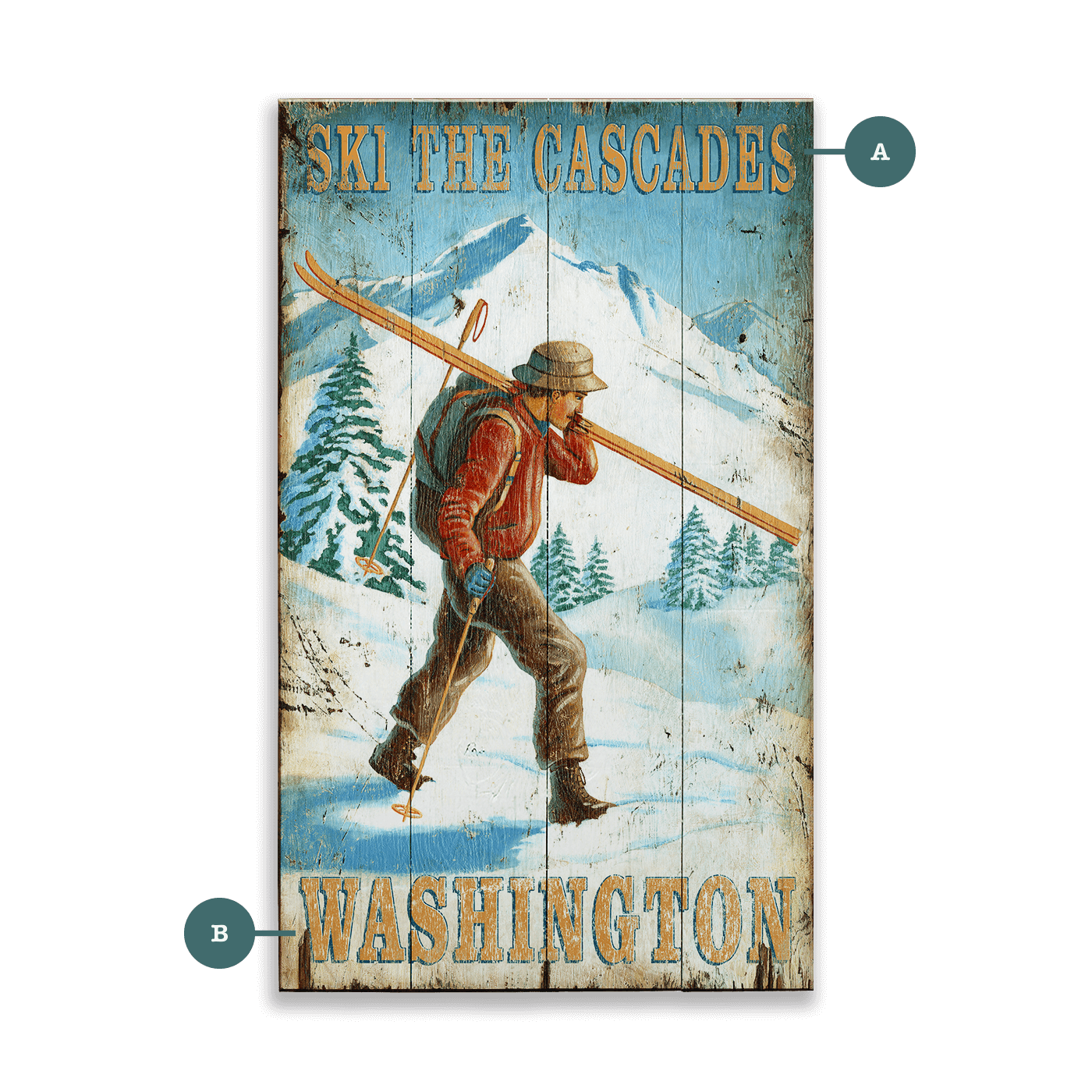 Ski the Cascades - Wood & Metal Wall Art
