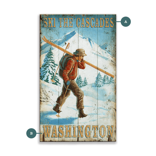 Ski the Cascades - Wood & Metal Wall Art