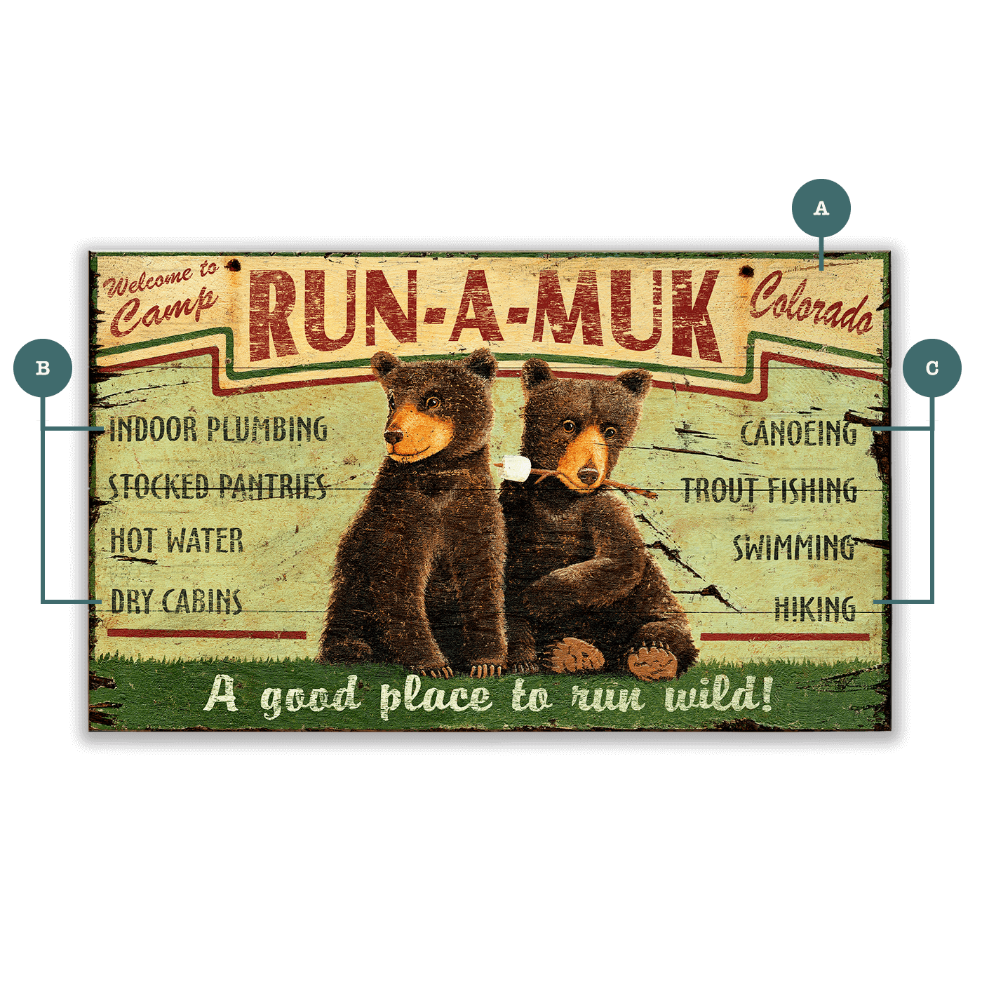 Camp Run-a-Muk - Wood & Metal Wall Art